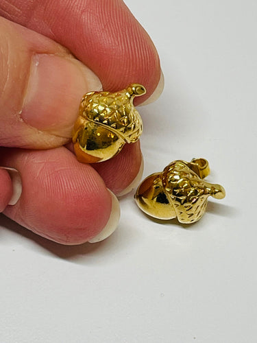 Tiny Gold Acorn Earrings Devil's Details